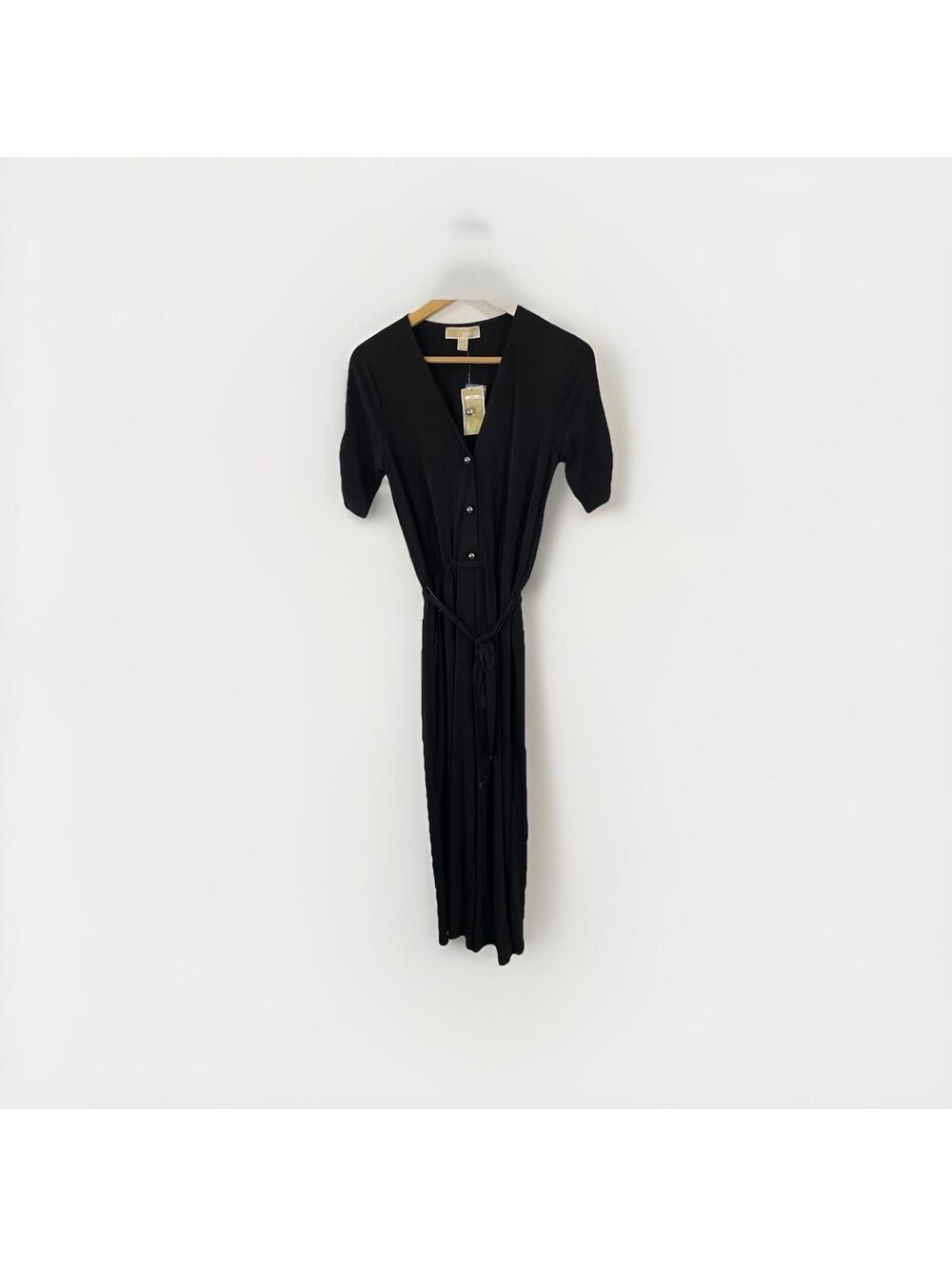 New Michael Kors Black Long Sleeve Flowy Relaxed Jumpsuit Size Small